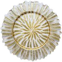 Unique Charger Plates Golden  Round glass Plate Dish Set Dinner