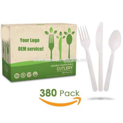 Biodegradable Compostable Cornstarch CPLA Cutlery Knife Spoon Fork