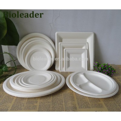 Eco Biodegradable Disposable Sugarcane Bagasse 6,7,8,9 inch Plates