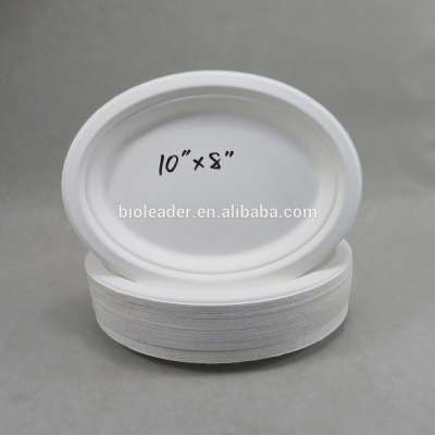 Wholesale Eco-friendly Sugarcane Bagasse Oval Take Away Plates